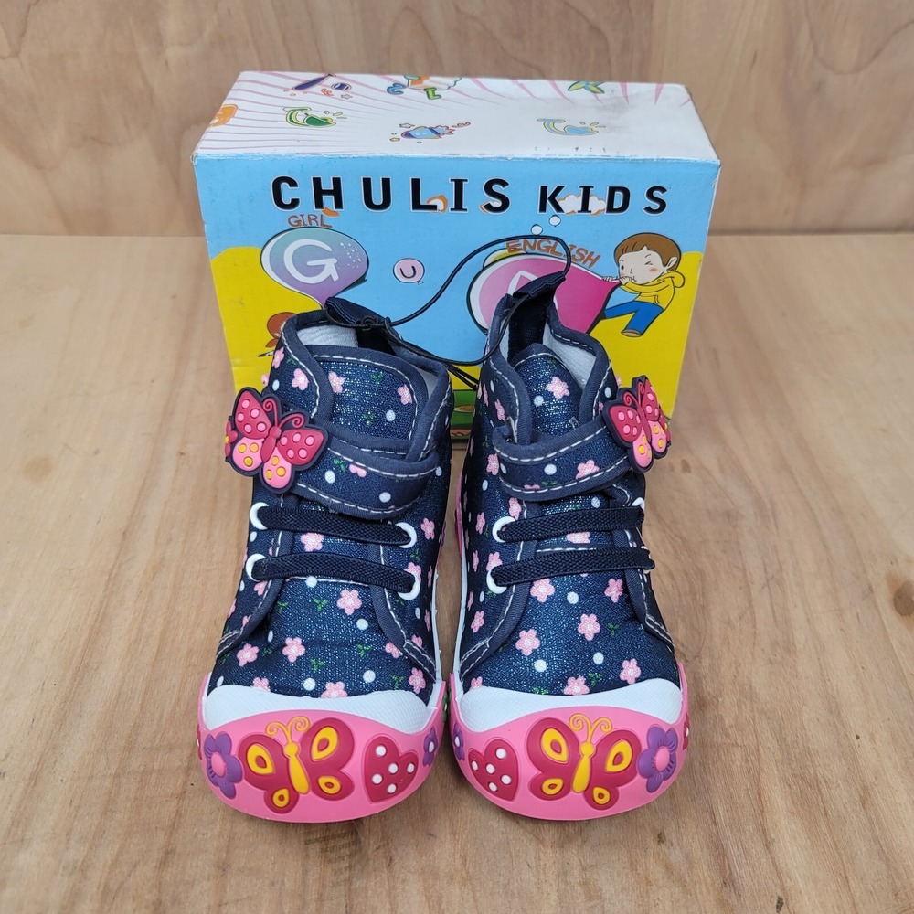Chulis Kids Girls Shoes Size 6 Navy Blue Pink Sneakers